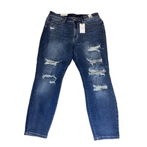 Judy Blue Distressed Ripped Blue Wash High Rise Skinny Jeans Women's Size 18